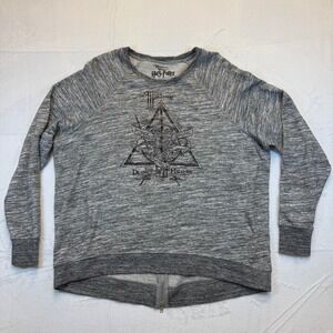 Harry Potter Deathly Hallows Sweatshirt XL Gray Space Dye Back Zip Universal